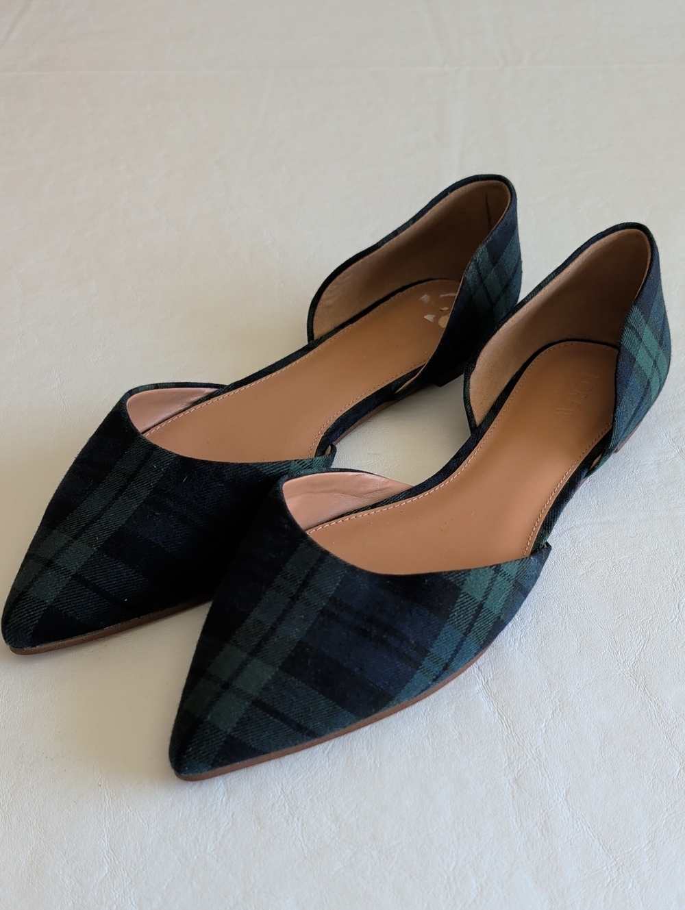 J. Crew Factory Blue Tartan Plaid D'Orsay Slip On Flats Women's Size 11